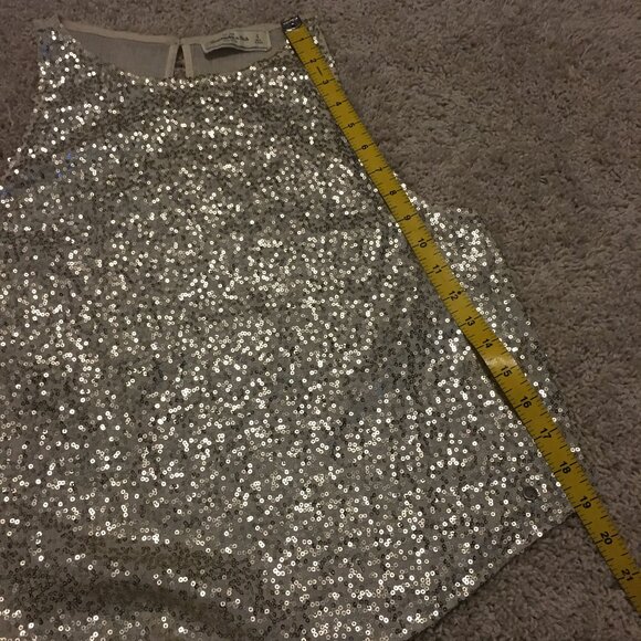 Abercrombie & Fitch Cream and Gold Sequin Sheer Glamorous Tank Top - Picture 15 of 16